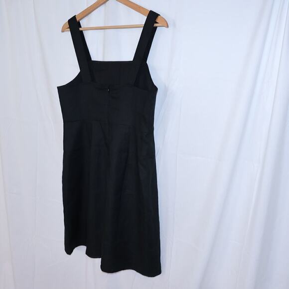 J Crew NWOT Biostretch Linen Blend Black A Line Dress Size 8 Sleeveless Straps - Picture 7 of 11